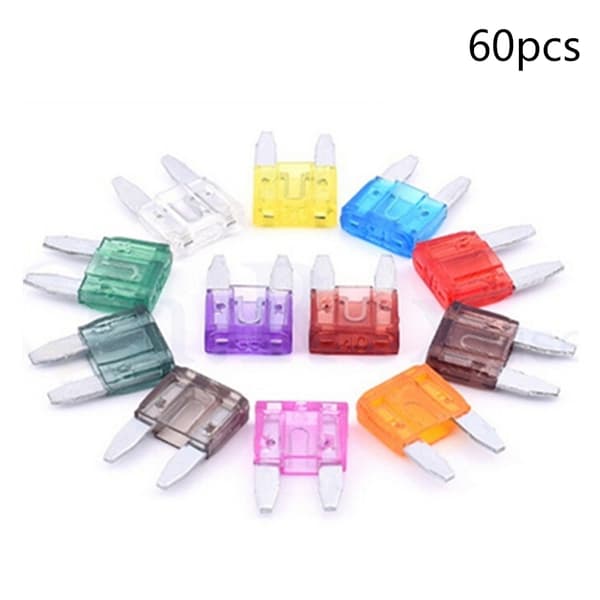 60 stk Mini Blade Sikringer Bil Bil Assortert Sikring Sett 5A 10 Multicolor