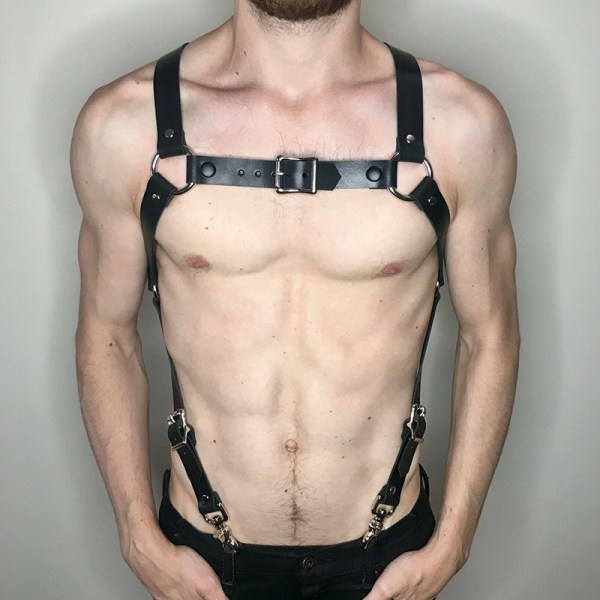 Menn Body Restraint Lær Sele Belter Stropper Seler Brac Black 80-100cm