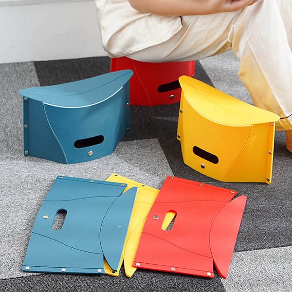Plastic Bærbar Foldestol Udendørs Stole Bærbar Taburet Fo Yellow one size