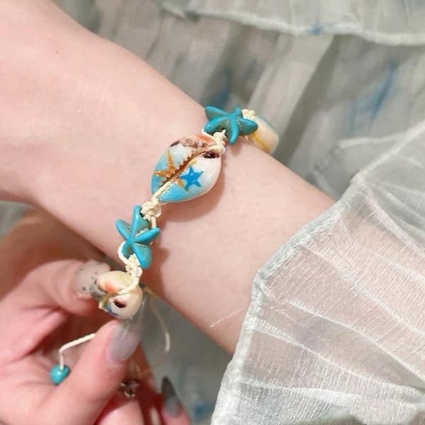 Ocean Starfish Shell Pärlarmband Boho Strandarmband För Kvinnor A1