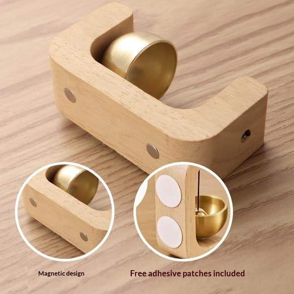 Dopamine dörrklocka i trä med magnetisk mässingsklocka Walnut chimes