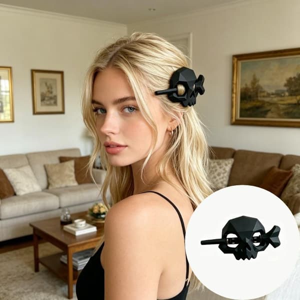 3D-printet kranie-hårspænde Hårklemme Halloween festpynt Hår A1