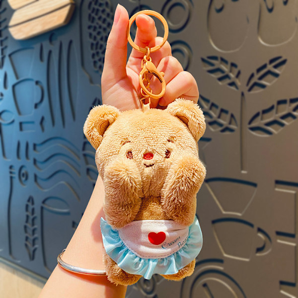 e Butter Bear Plyschdocka Leksak Söt Nyckelring Väska Hänge Brown ONE SIZE