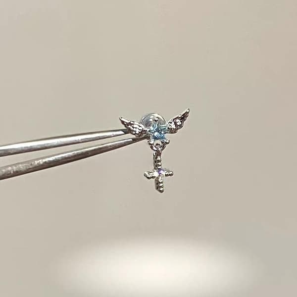 1 stk Luksus Udsøgt Mousserende Zircon Stjerne Vinge Øreknogle Negl A5