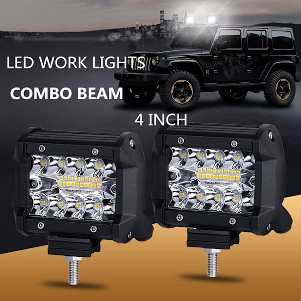 4" 60W 20LED Work Light Flood Spot Combo maastoajo White light 1pc