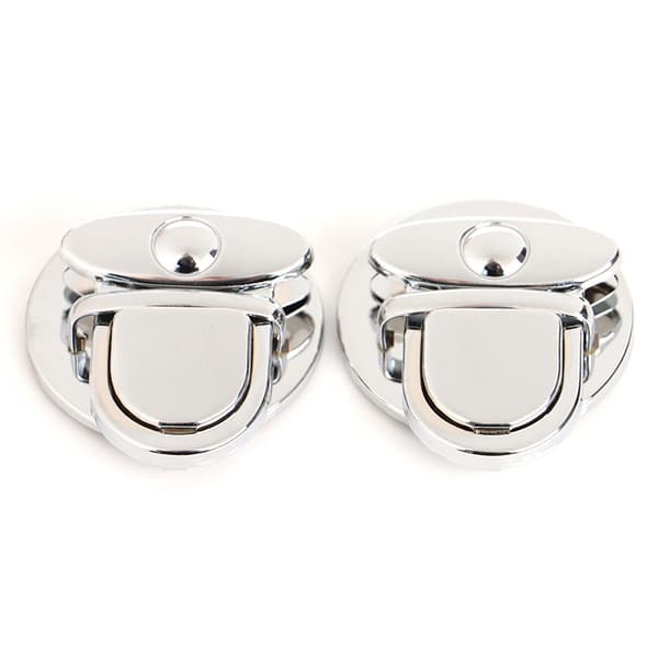2x Metal Lås Taske Case Spænde Spænde Til Håndtasker Skuldertasker Silver