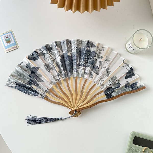 Stilfull Silkevifte Folding Fan Bryllupsvifte Kunstgaver Dans Hånd F Gray A
