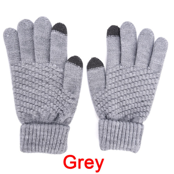 stickade Vinter Varma Ull Handskar Touch Handskar Man Dam Vinter Grey One Size