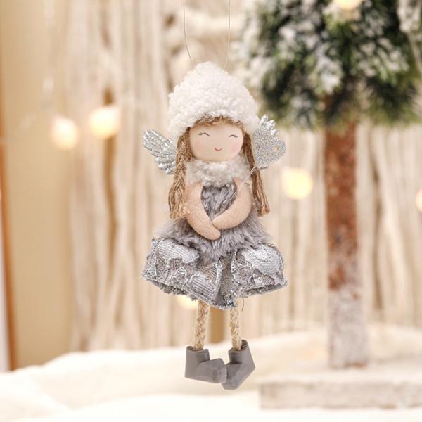 3 Stk Julepynt Angel Lace Doll Pendant Xmas Tree Hang Pink ONESIZE