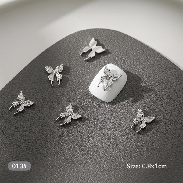 10 stk DIY Nail Art Decoration 3D Silver Butterfly Shiny Rhinest F 10Pcs