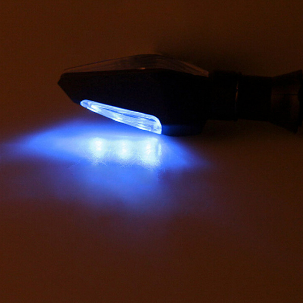 12LED Amber+Blå Motorcykel Blinkers Blinker Black 1Pcs