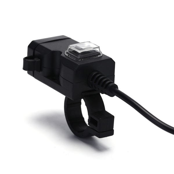 Vattentät Dual USB 12V Motorcykelstyre laddare uttag med Black One Size