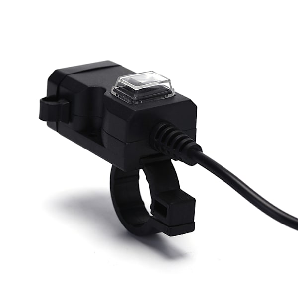 Vedenpitävä Dual USB 12V moottoripyörän ohjaustangon laturin liitäntä Black One Size