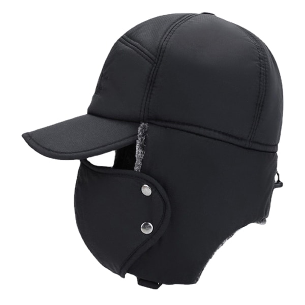 Talvi lämmin paksu tekoturkis Bomber Hat korvaläppä Cap Ski Therma Black One Size