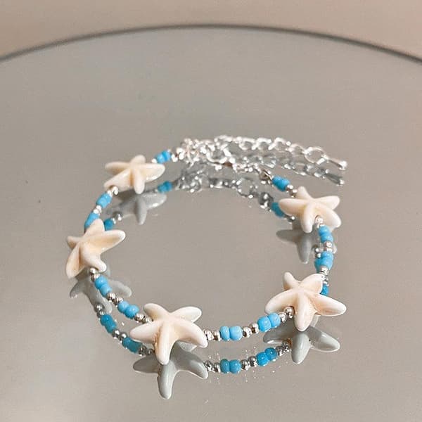 Ocean Starfish Shell Pärlarmband Boho Strandarmband För Kvinnor A1