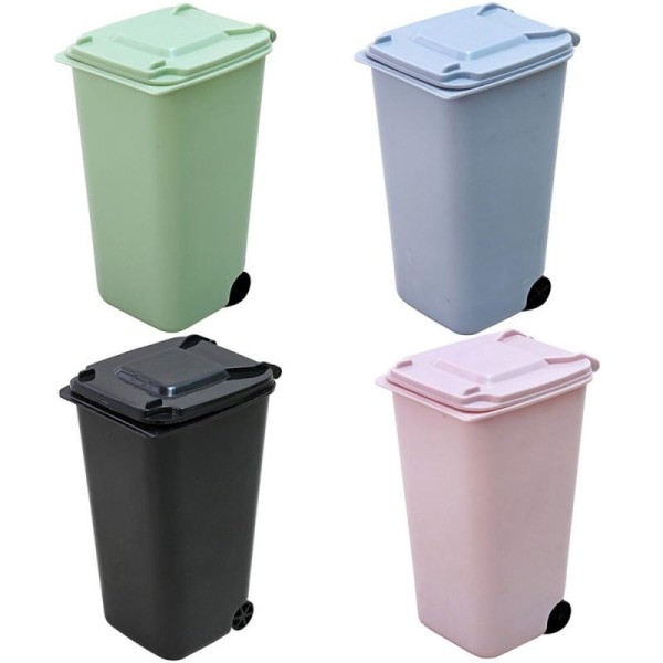 Mini stasjonær søppelbøtte Plastavfallsbeholdere med lokk Husholdning Cl Multicolor 4pcs