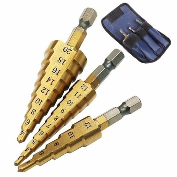 3/5 stk HSS kobolt flere hull 50 størrelser trinnborsett også Yellow 3PCS