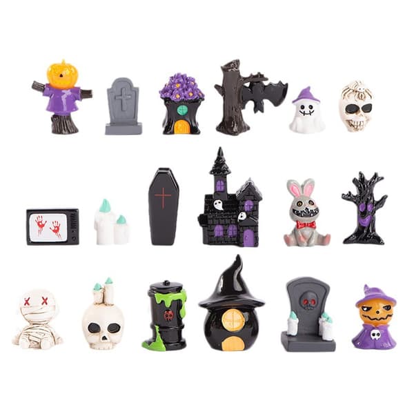 Mikro Landskap Halloween Dekor Tilbehør Gresskar Resin A1