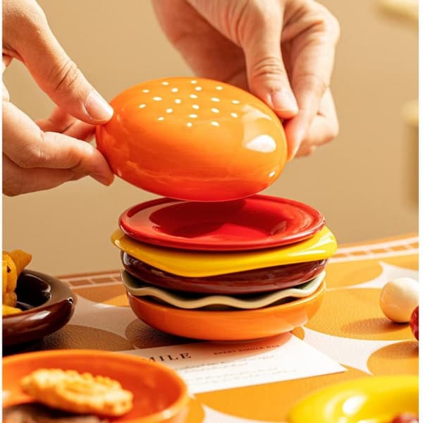 6-pack stapelbart hamburgertallriksset, 6-lagers mattallrik one size
