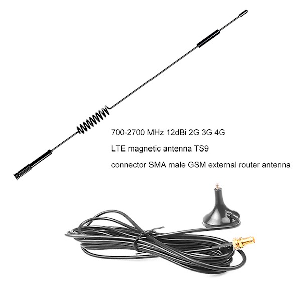 Højkvalitets 700-2700MHz 1,5m 50W ekstern router magnetlinje Black onesize