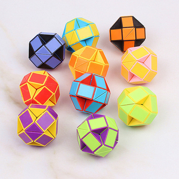 1st 3D Magic Cube Kid Pedagogisk Magic Snake Linjal Rubic Cube Orange 2#