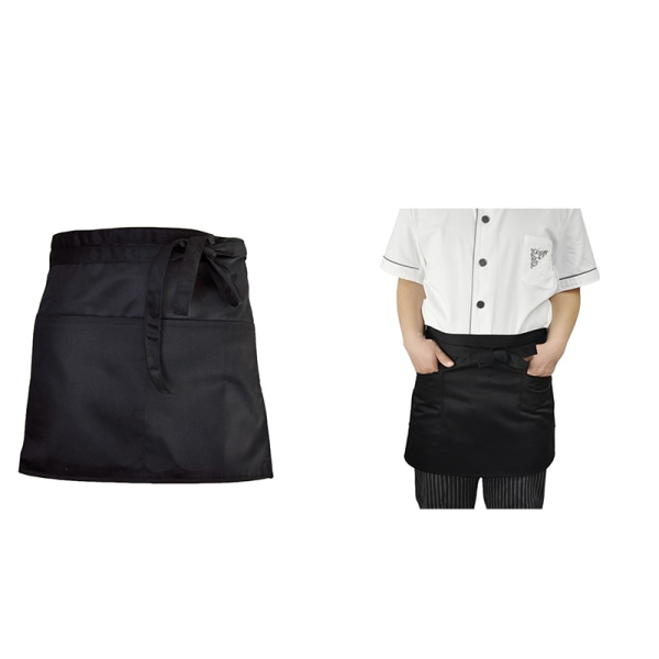 Svart Byst Servitör Kort Förkläde Kök Restaurang Flirty With Po Black one size