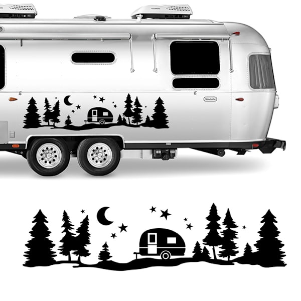 Trees Forest Vinyl Body Decal Sticker för SUV RV Van Caravan Of Black One Size