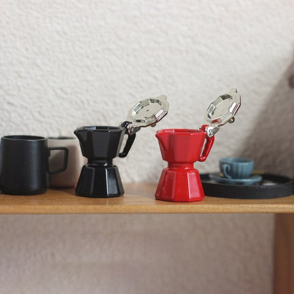 Miniature Scene Toy Simulation Mini Coffee Pot Dollhouse Coffee Red ONESIZE