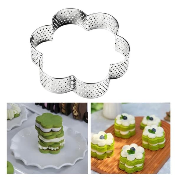 1 stk rustfritt stål tertering bakemousse perforert smuldre D
