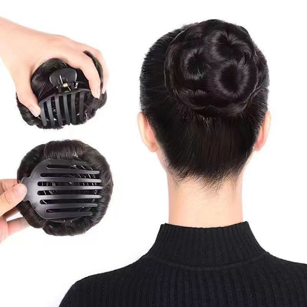 Syntetiskt Hårsnodd Bud Hårclips För Kvinnor Hästsvans Klämma brownish black