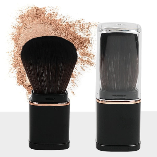 Bærbar udtrækkelig kosmetik makeup børste Mini Blush Foundati Black onesize