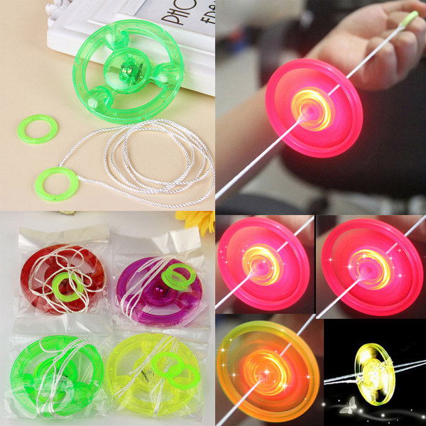 Värikäs muovinen Spin LED-valaisin lentävä lautanen lapsille ulkona 0 0