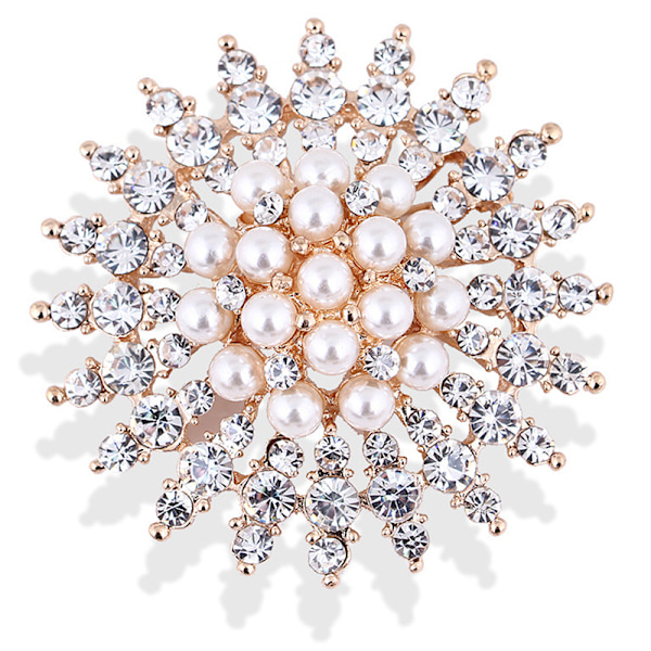 Rhinestone blomma broscher pärla klassiska brosch nålar kvinnor smycken One Size