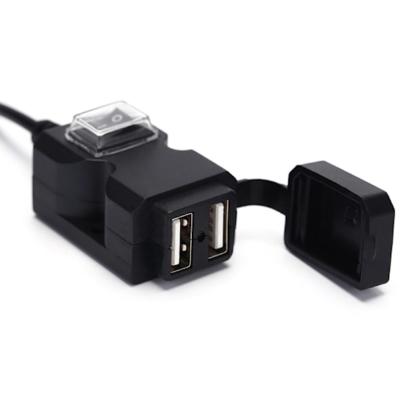 Vedenpitävä Dual USB 12V moottoripyörän ohjaustangon laturin liitäntä Black One Size