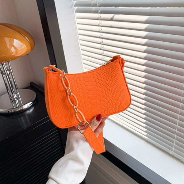Mote filt skuldervesker for kvinner kvinners underaksillær bag De Orange one size