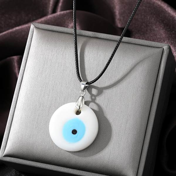 Väri Lasi Sininen Evil Eyes Riipus kaulakoru Naisten Miesten Pyöreä Tur A7 OneSize