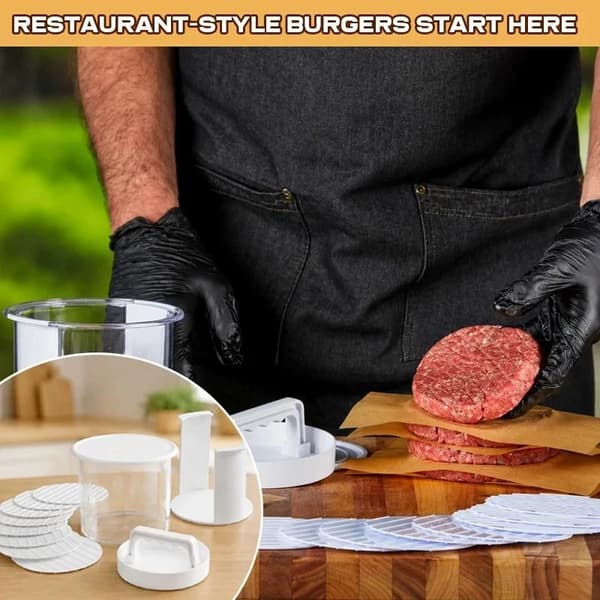 Burgerbøfformer i flere lag med opbevaringsbeholder, non-stick one size