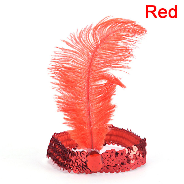 Fjer Flapper Paillet Charleston Kjole Kostume Kvinder Solid Mul Red one size
