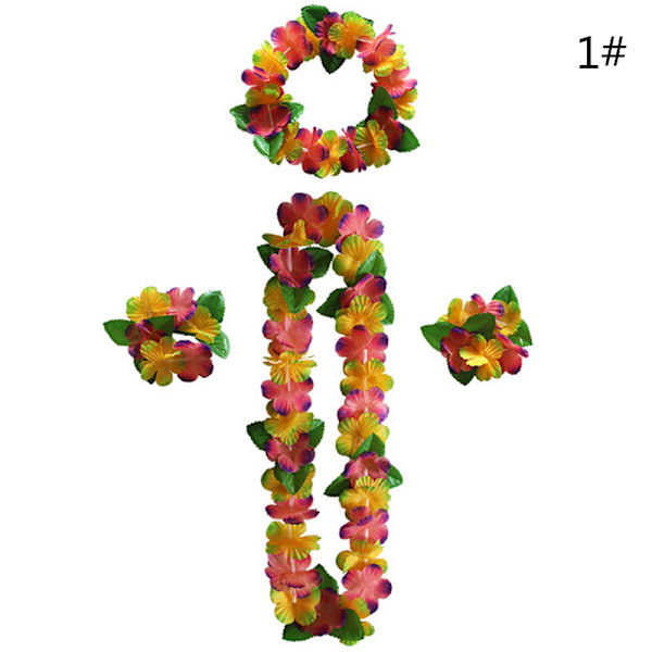 4 stk/sæt Hawaiian Flower Leis Garland halskæde DIY dekoration F 1 One Size