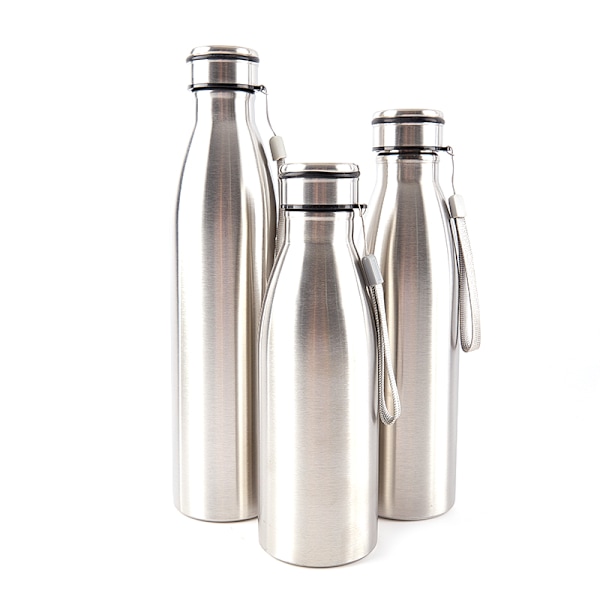 650-1000ml bärbar utomhusvattenflaska rostfri enkelvägg Silver 1000ml