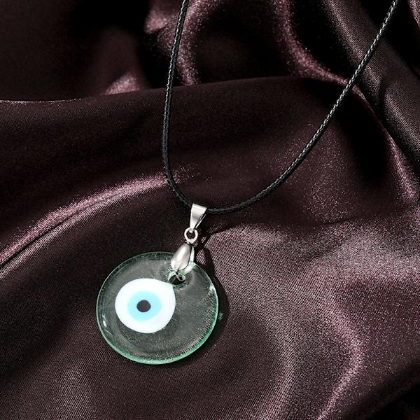 Färg glas blå onda ögon hänge halsband kvinnor män rund tur A5 OneSize