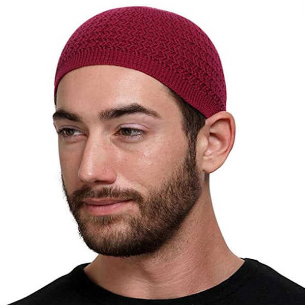 Afslappet Strikket Muslimsk Mænds Bønnehuer Vinter Varme Beanies Hat I Army green