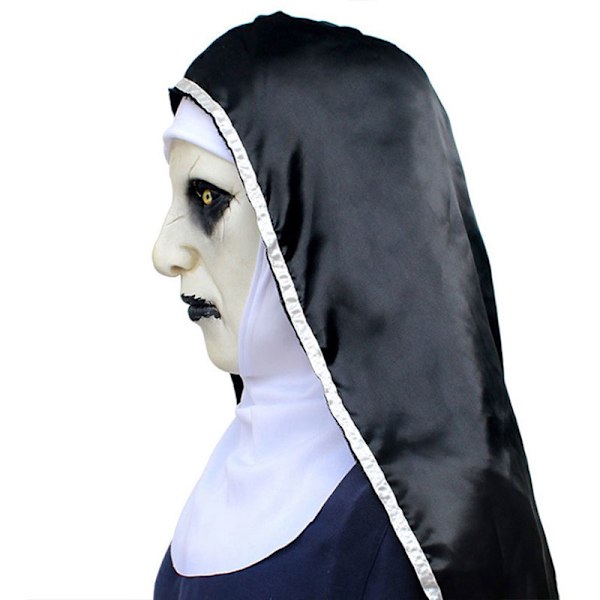 The Horror Nun Latex Mask w/Headscarf Valak Cosplay för Hallow White onesize