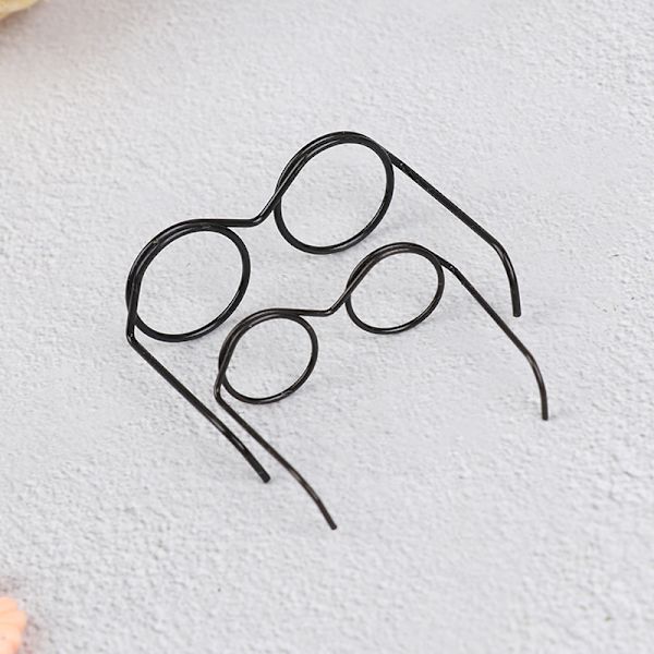 10 Stk Mode Rundt Stel Lensless Retro Cool Dukke Briller Til Black L