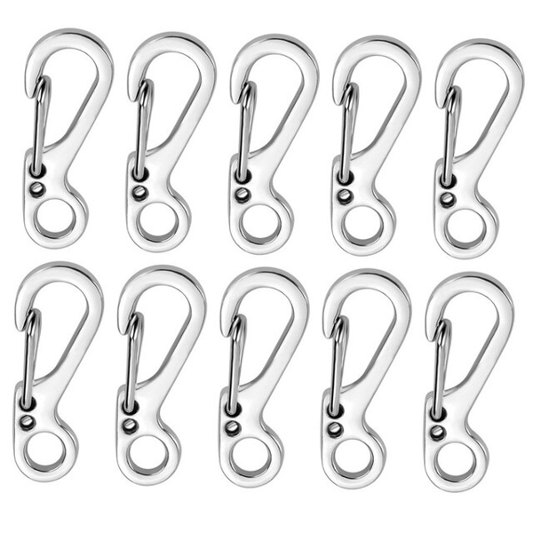 10 st/lot Mini Karbinhake Nyckelring Campingprylar EDC Survival Silver one size