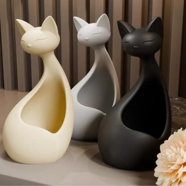 Nordisk minimalistisk blomkruka kattformad 3D-printad kattblomma White