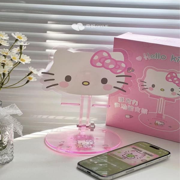 1 stk Hello Kitty Sammenleggbart Skrivebordsstativ i Akryl Teleskopisk P One size