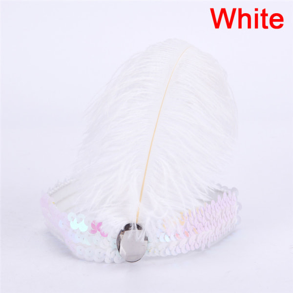 Feather Flapper Sequin Charleston Mekko Puku Naisten Solid Mul White one size
