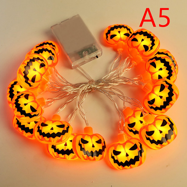 Halloween Gresskar Lyslenke Flaggermus Edderkopp Lyslenke Batteri A1