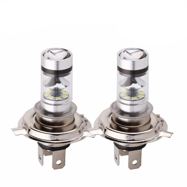 2 STK LED-pære hvid bil motorcykel forlygte høj effekt 8000K F White H4